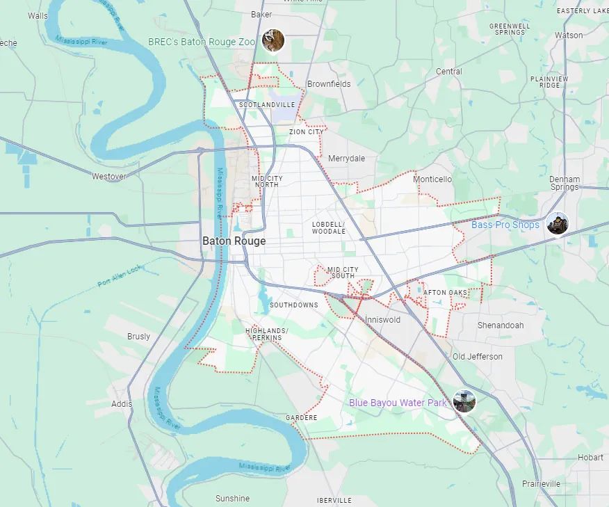 Map of Baton Rouge