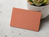 Visuel provisoire : Carte en PVC recyclé terracotta sur un béton clair