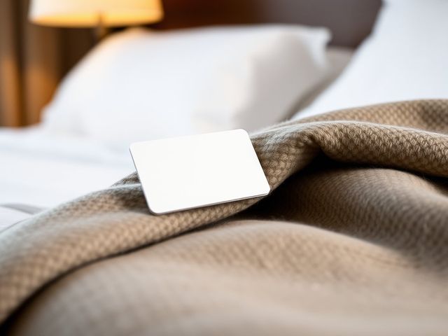 Visuel provisoire : Carte-clé claire posée sur un plaid au pied d'un lit d'hôtel