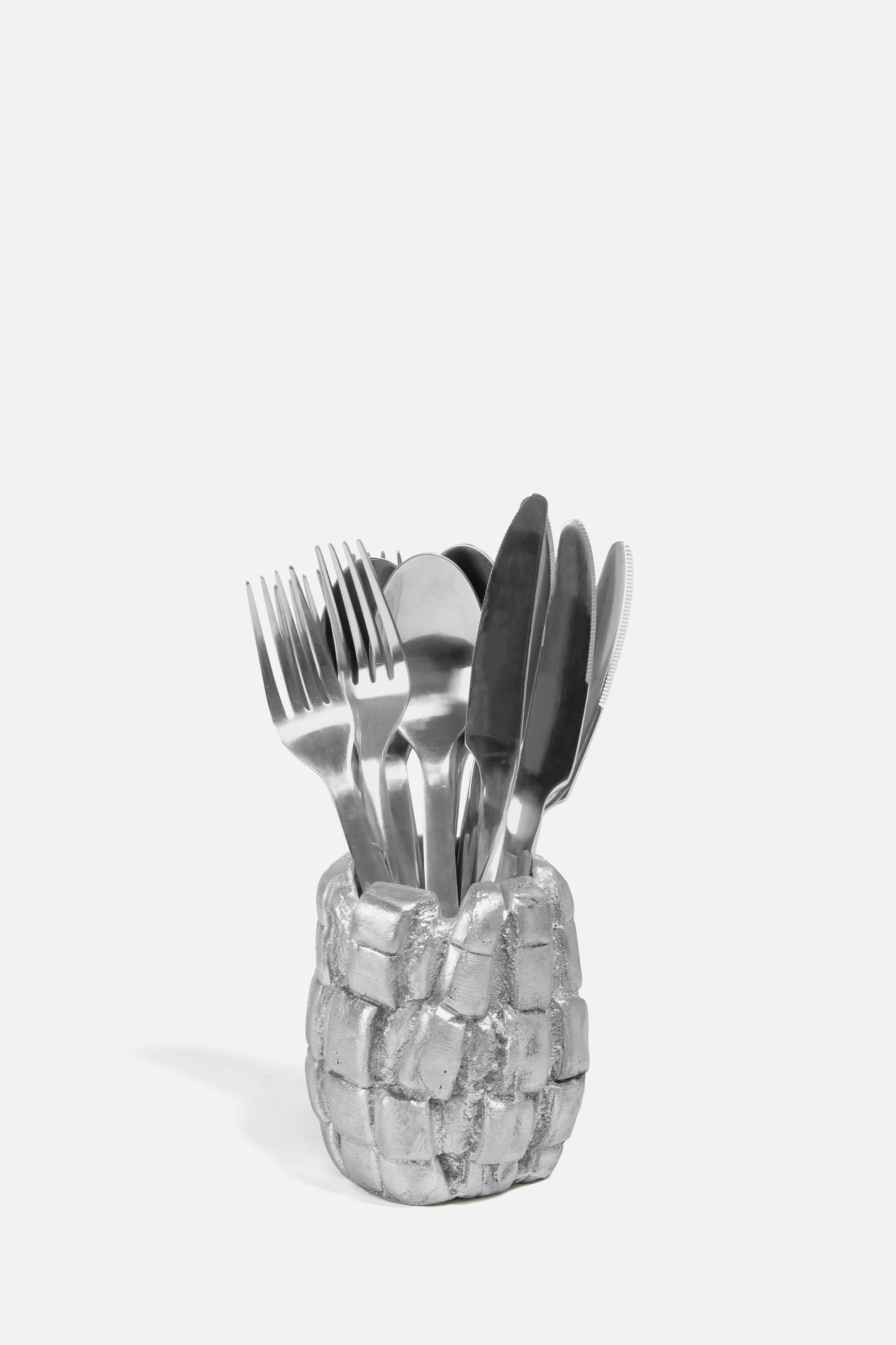 Aleni aluminum cup AS-03 with silverware, product image