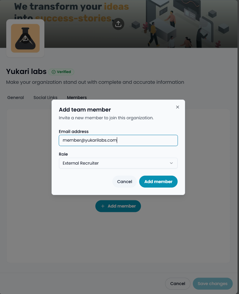Adding member to an organization