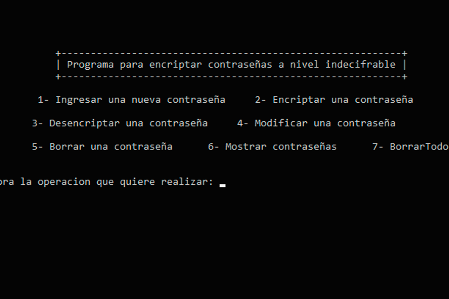 Proyecto de Guardado y Encriptado de contraseñas en c / c++