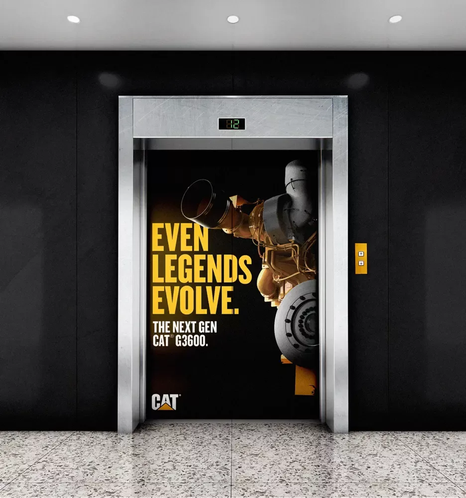 Caterpillar Elevator Branding