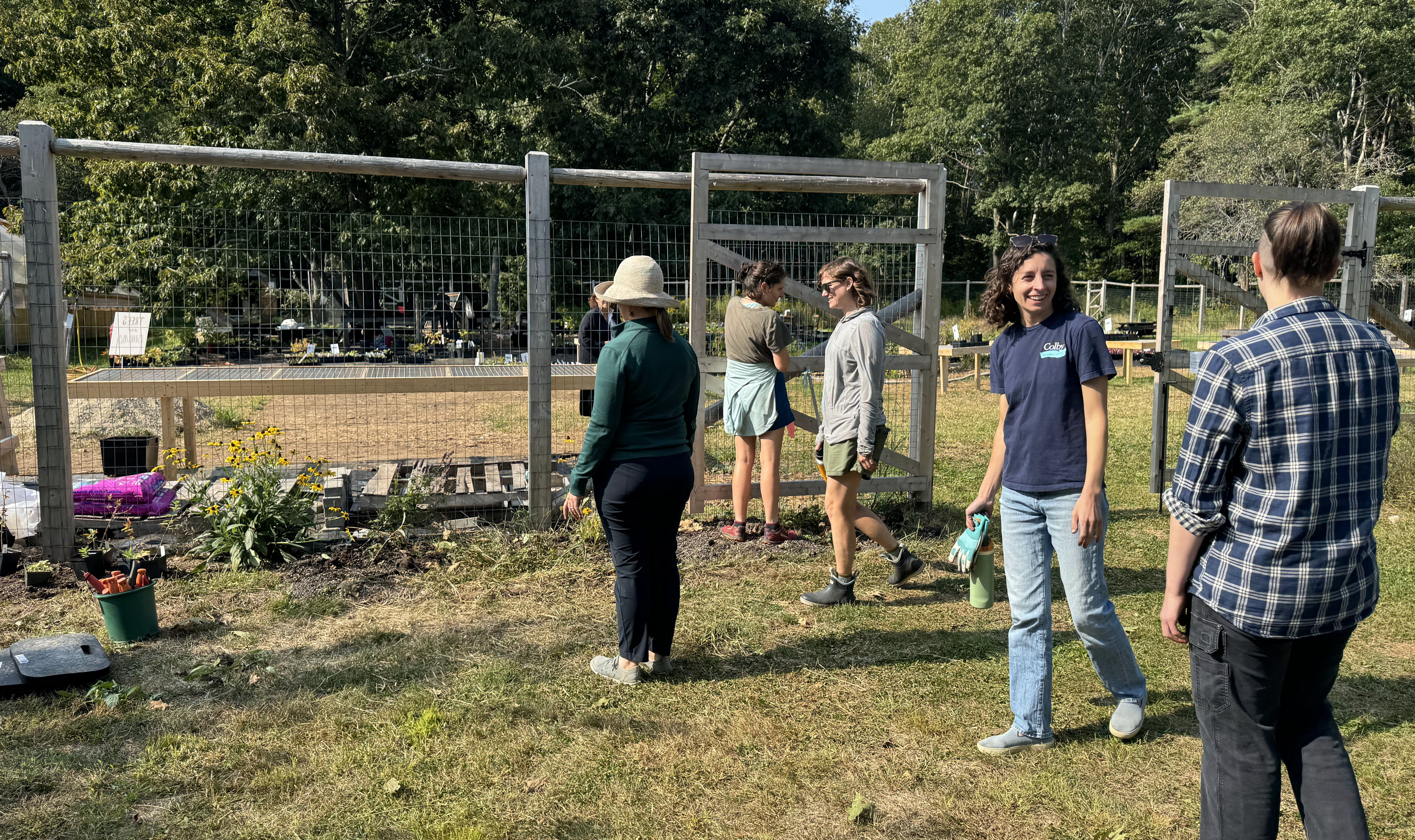 Rosalind Erwin and fellow colleagues work at a site visit at the Wild Seed Project