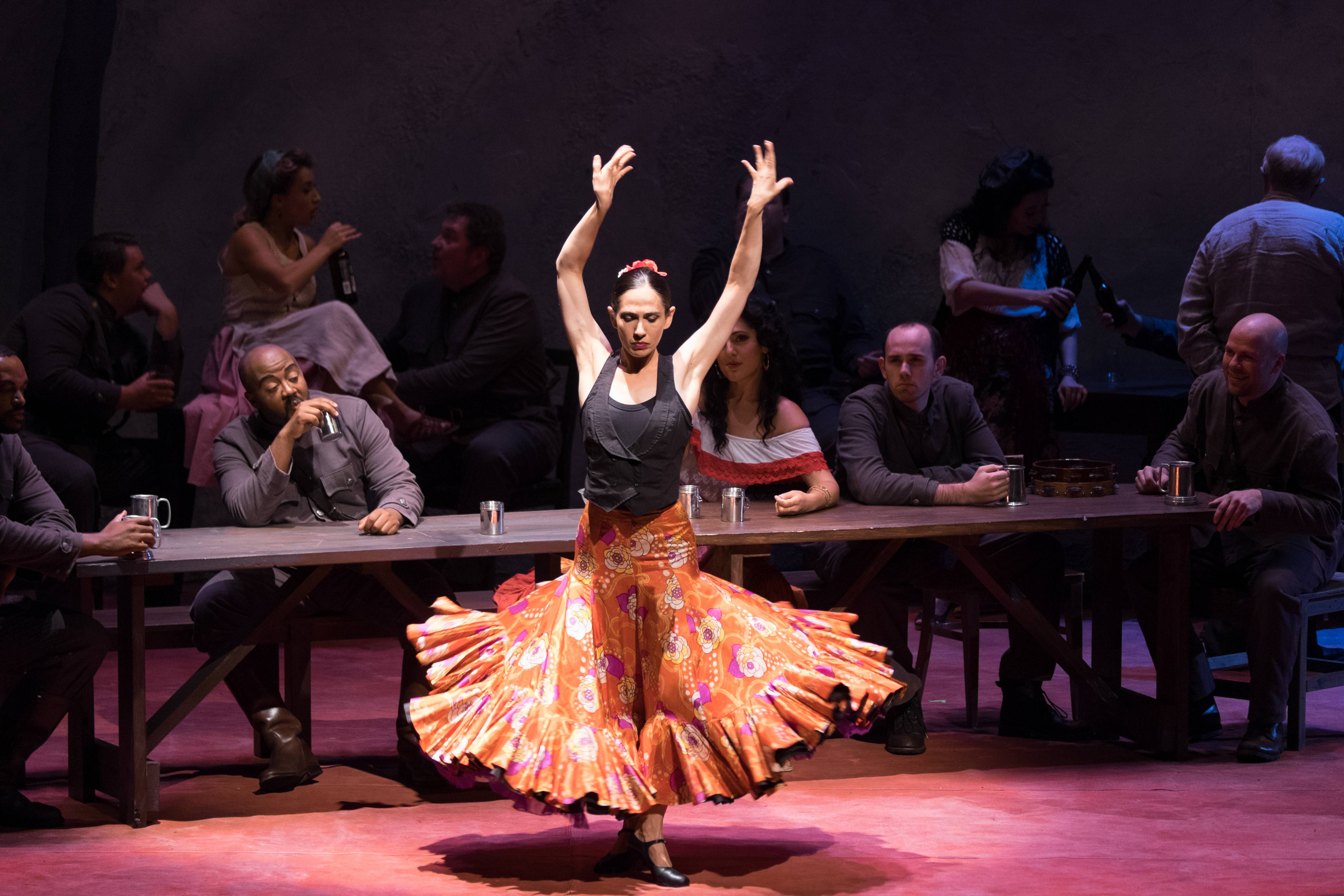 A dancer performs on stage at Opera Maine