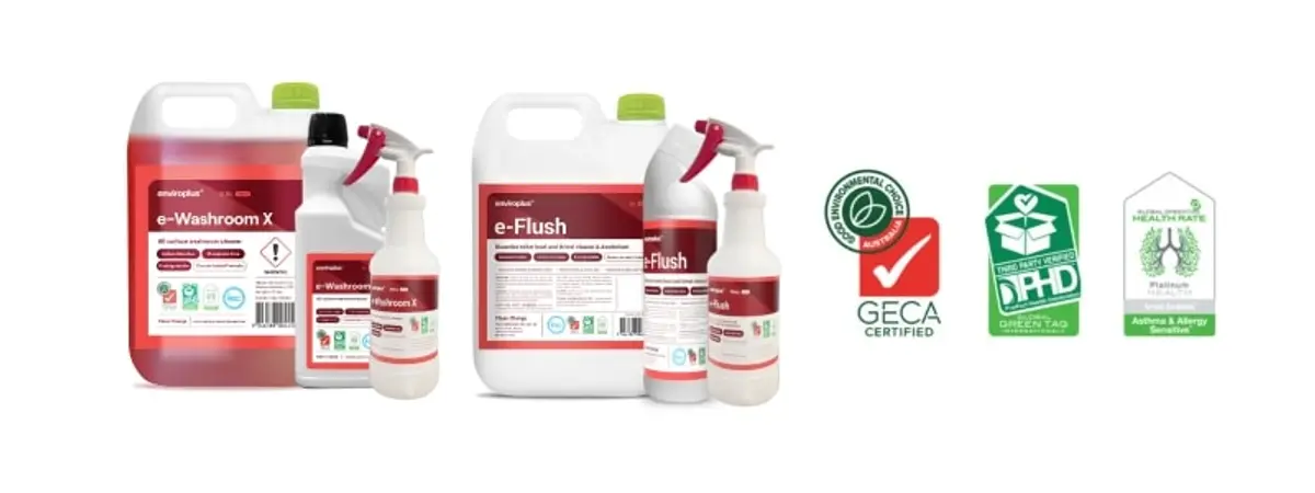 Both e-Washroom X and e-Flush are Geca and Global GreenTag certified
