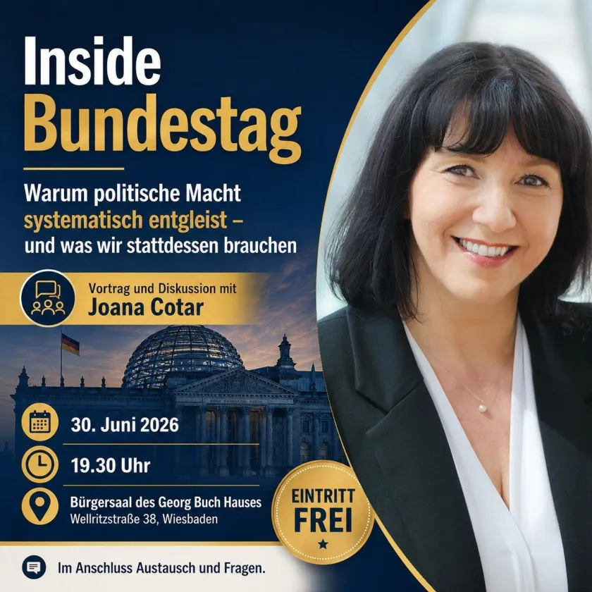 Plakat: Inside Bundestag — mit Joana Cotar