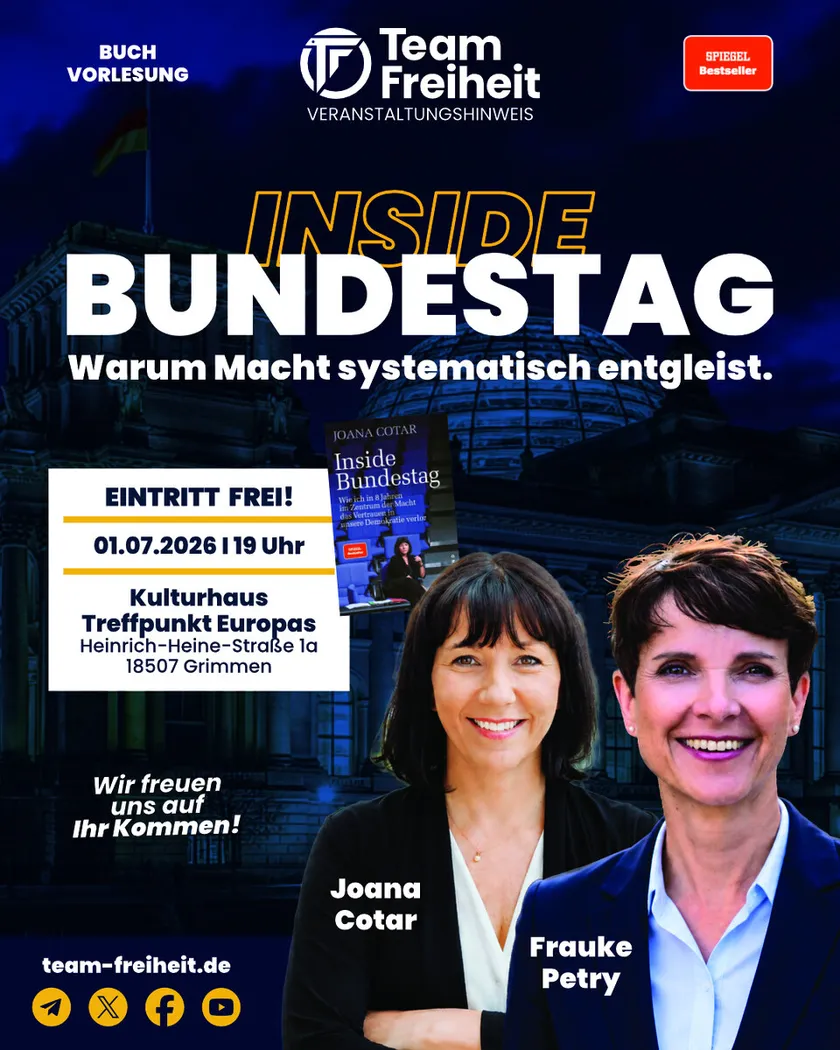 Plakat: Inside Bundestag — mit Joana Cotar & Dr. Frauke Petry