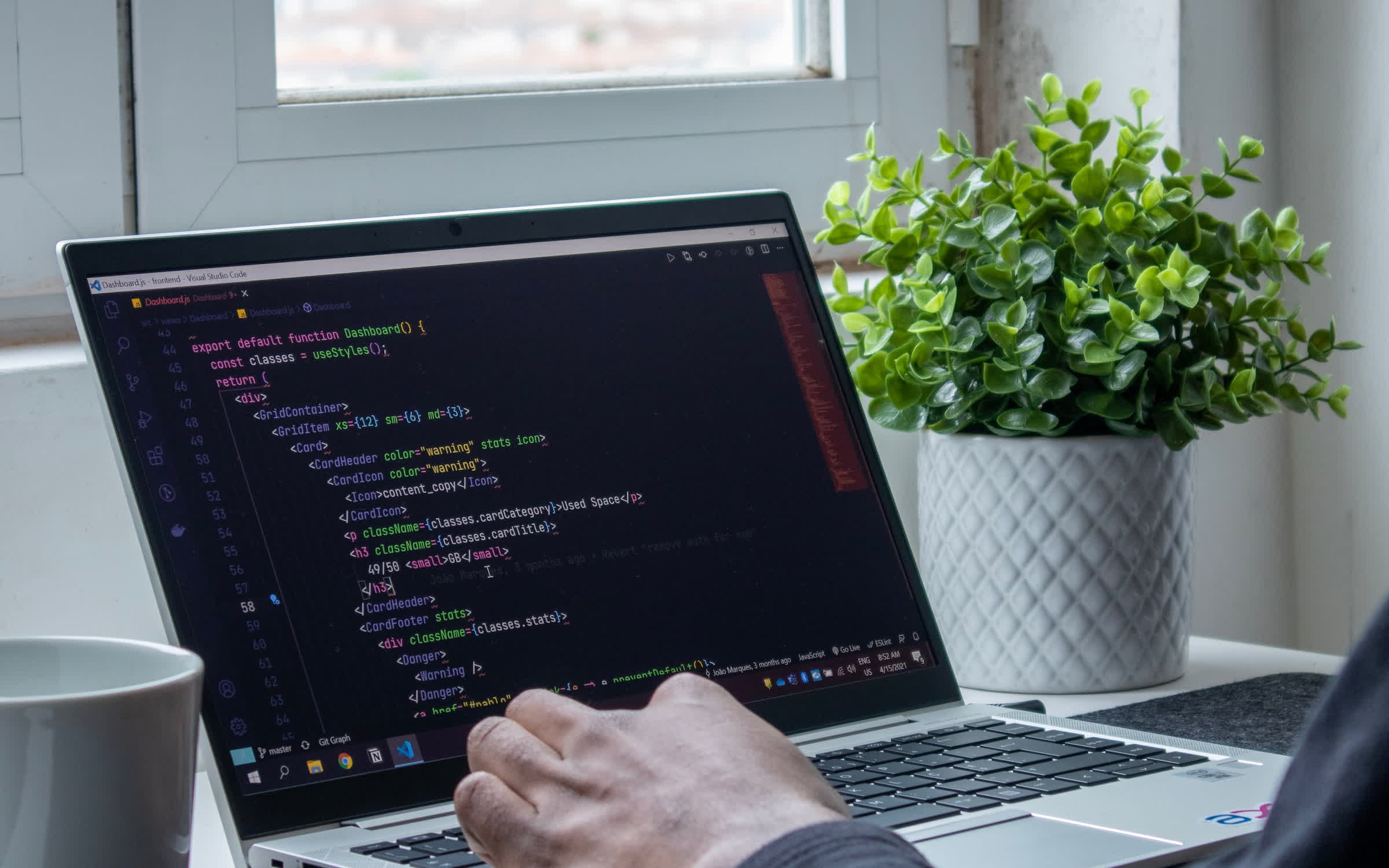 Software developer working on a content management interface
