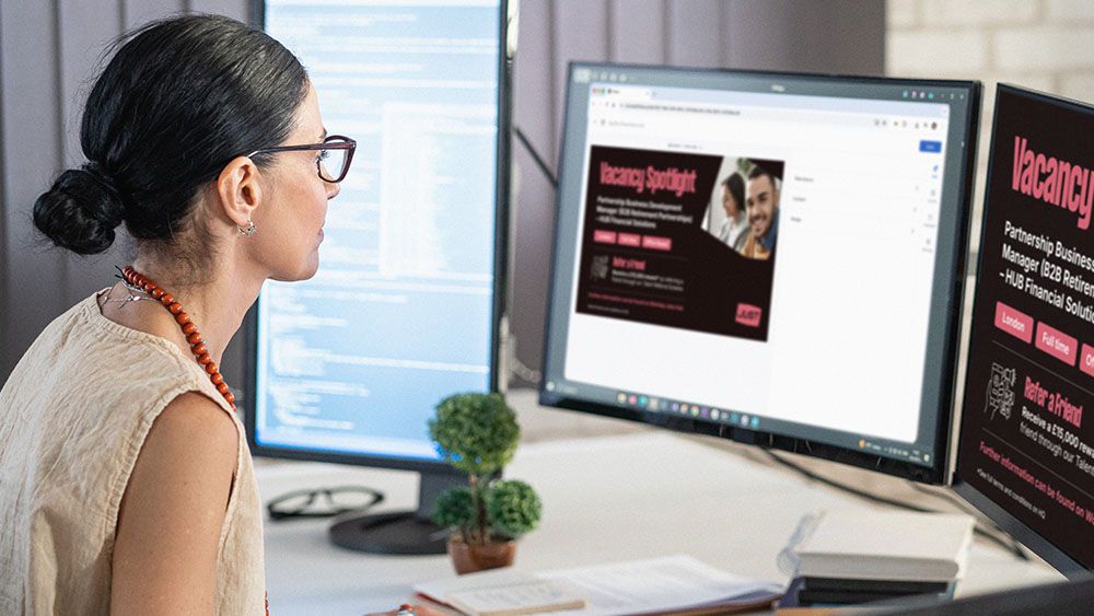 Software developer working on a content management interface