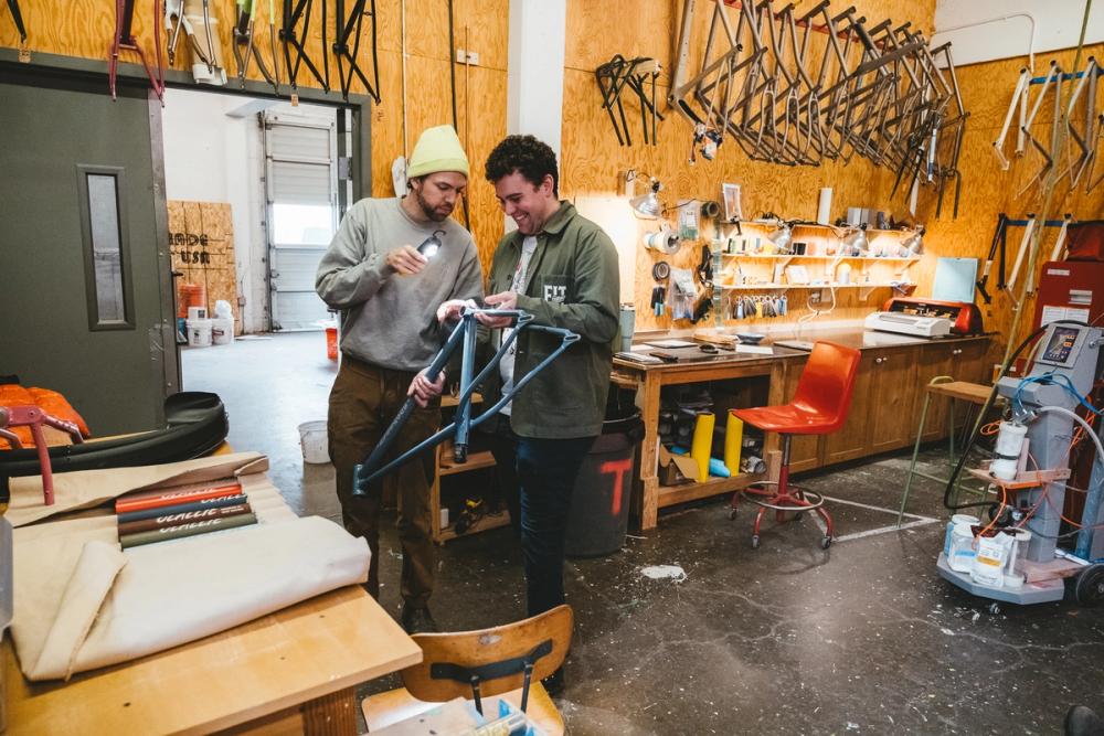 Brandon at the shop bench, mid-job.