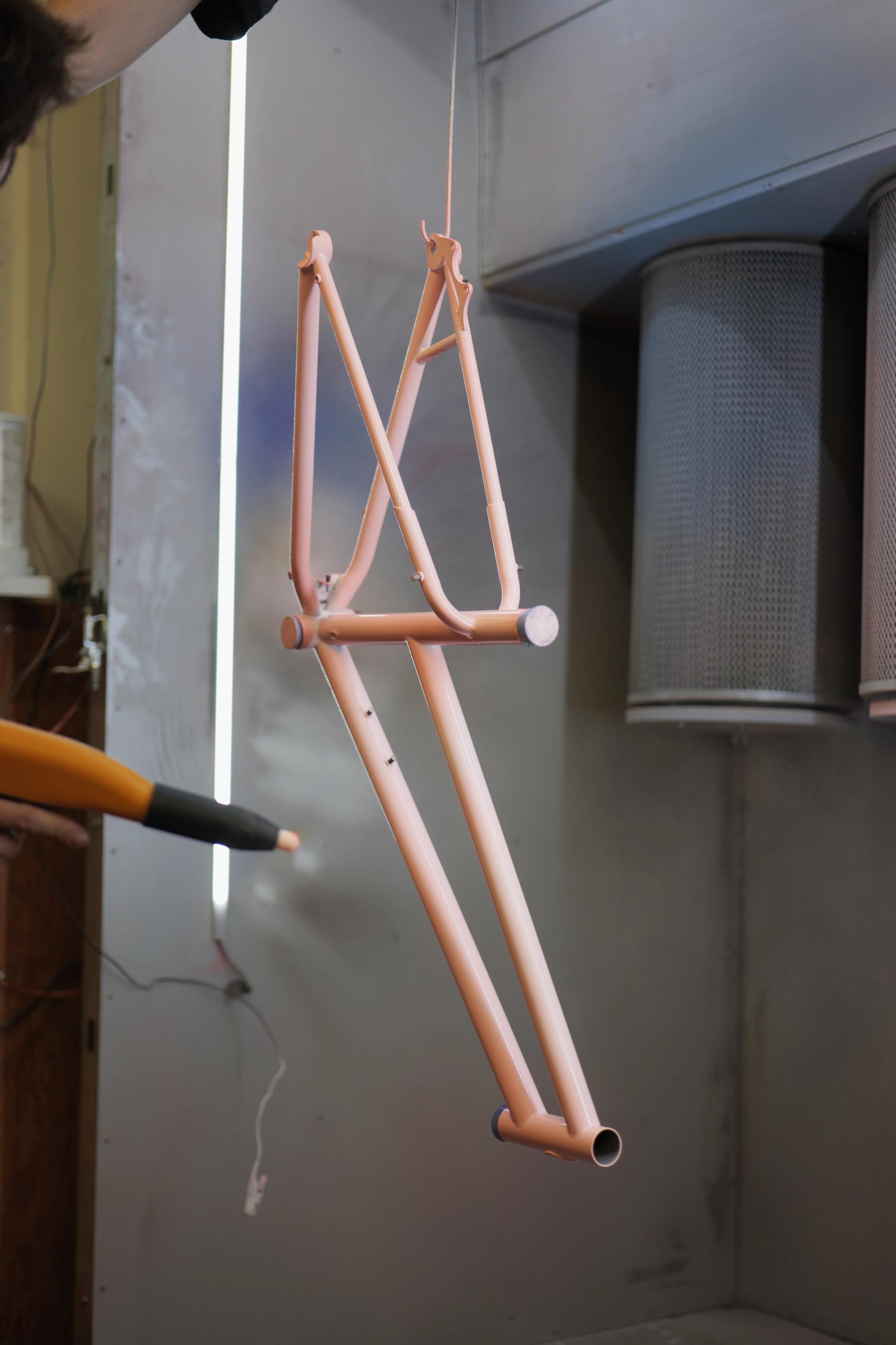 Door stops on the workbench.