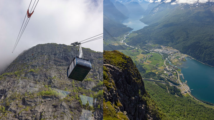 Pendelbanen og utsikt fra Loen Skylift