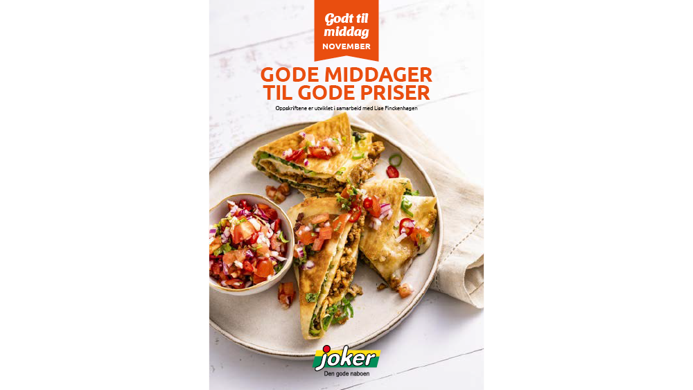 Forsiden av inspirasjonsheftet "Godt til middag - november"