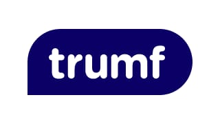 Trumf logo i blått og hvitt