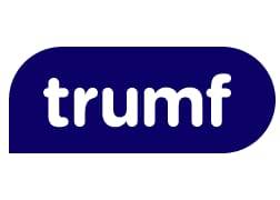 Trumf logo i blått og hvitt