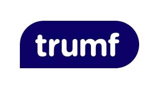 Trumf logo i blått og hvitt
