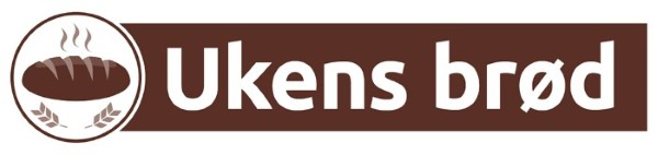 Logo med teksten «Ukens brød» i hvitt på brun bakgrunn