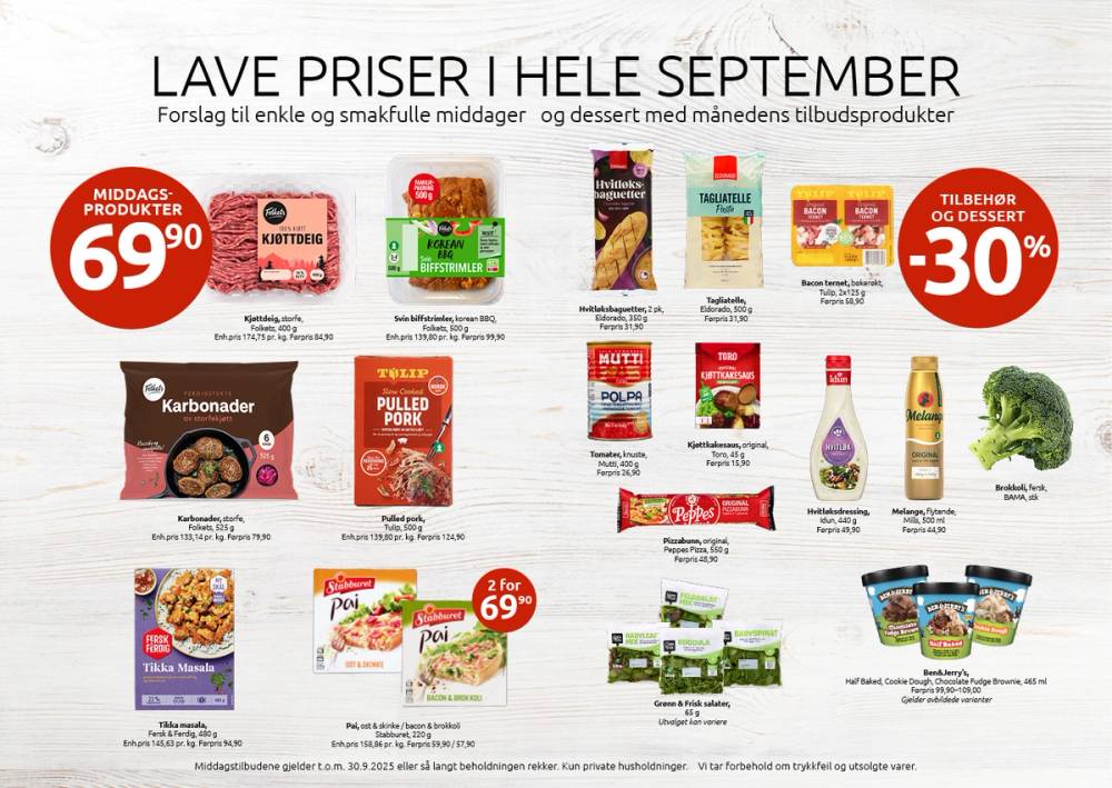 Joker-kampanje med lave priser på middagsprodukter i september