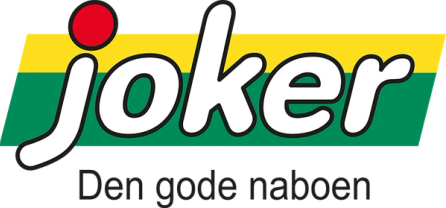 Joker-logo med slagordet "Den gode naboen" på transparent bakgrunn