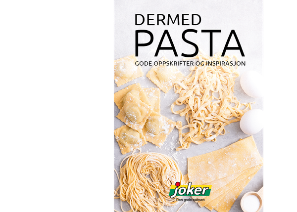Forsiden av inspirasjonsheftet "Dermed pasta"