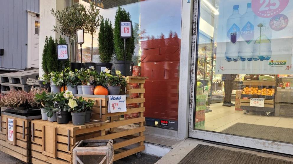 Blomster og planter utenfor Joker Storgatbakken