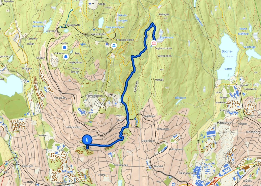 Turkart - Fra Joker Holmenkollen til Fuglemyrhytta