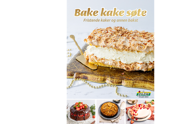 Forsiden av inspirasjonsheftet "Bake kake søte"