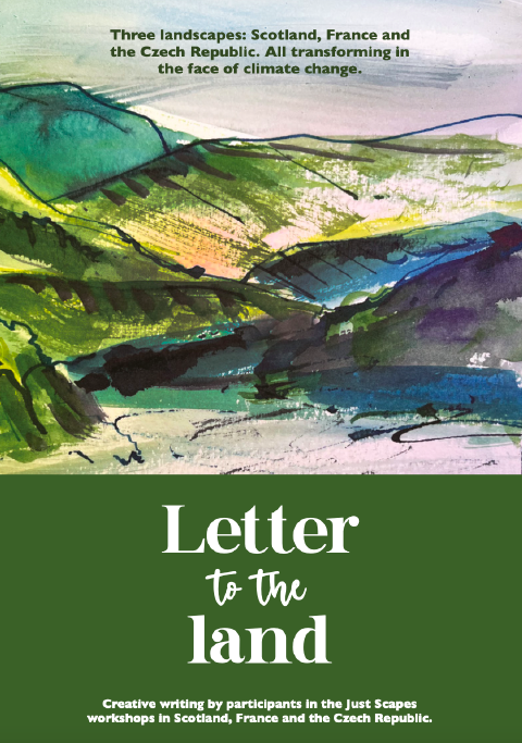 Image of the cover page of 'Letter to the Land' (the Just Scapes creative writing anthology).