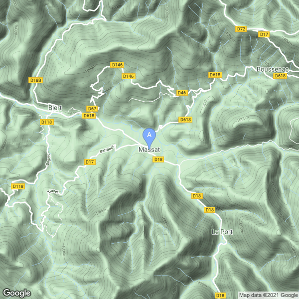 Elevation map of Massat and the Arac valley.