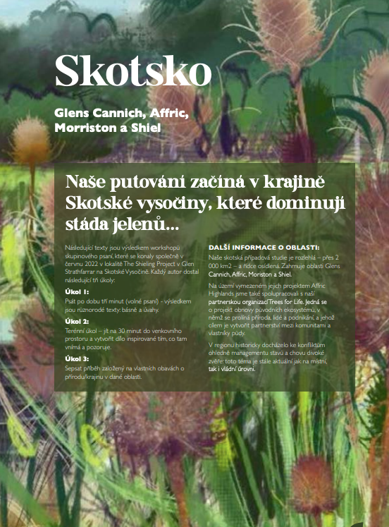 Image of a page of the anthology, introducing the Scottish writing, in Czech