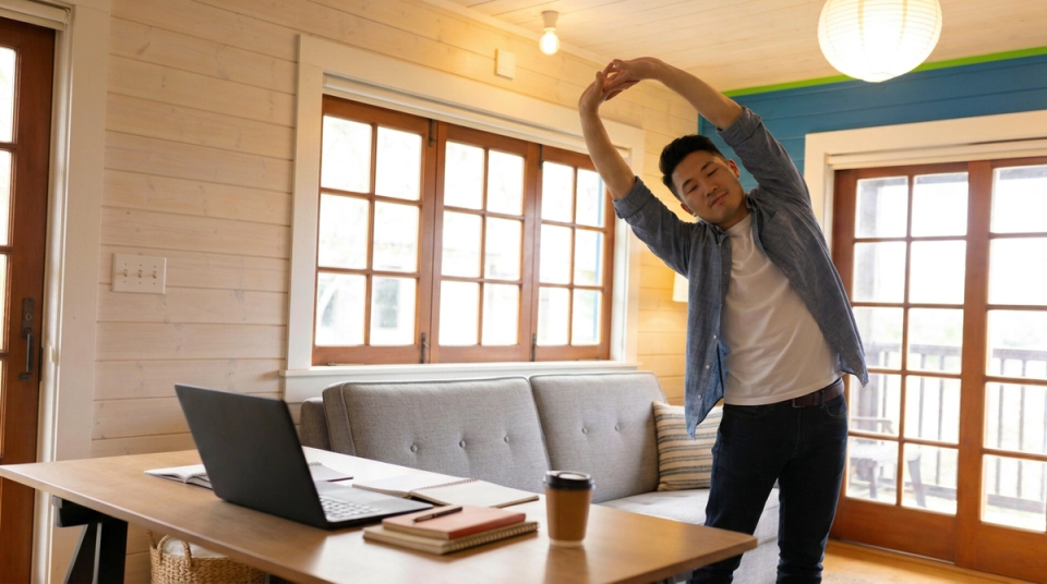 man stretching