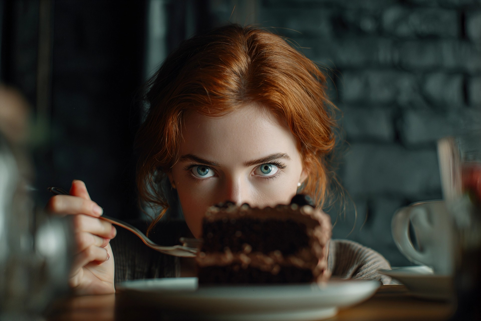 Women staring at a cake