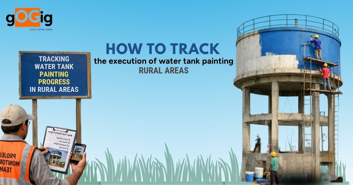 Field team tracking water tank painting progress in rural areas with live monitoring, checklist verification, and on-ground execution visibility