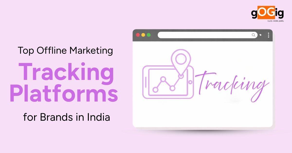 Top offline marketing tracking platforms in India illustration showing dashboard, analytics graph, and location tracking for campaign monitoring