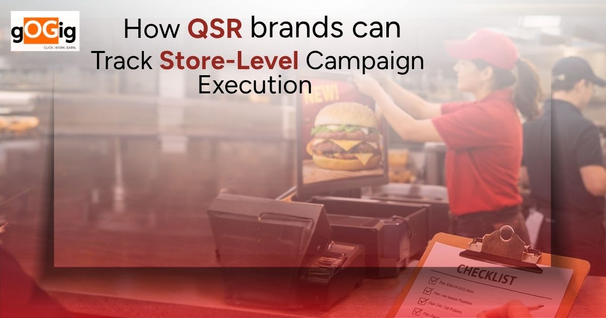 QSR store-level campaign execution tracking with staff installing in-store branding and checklist monitoring for real-time marketing performance