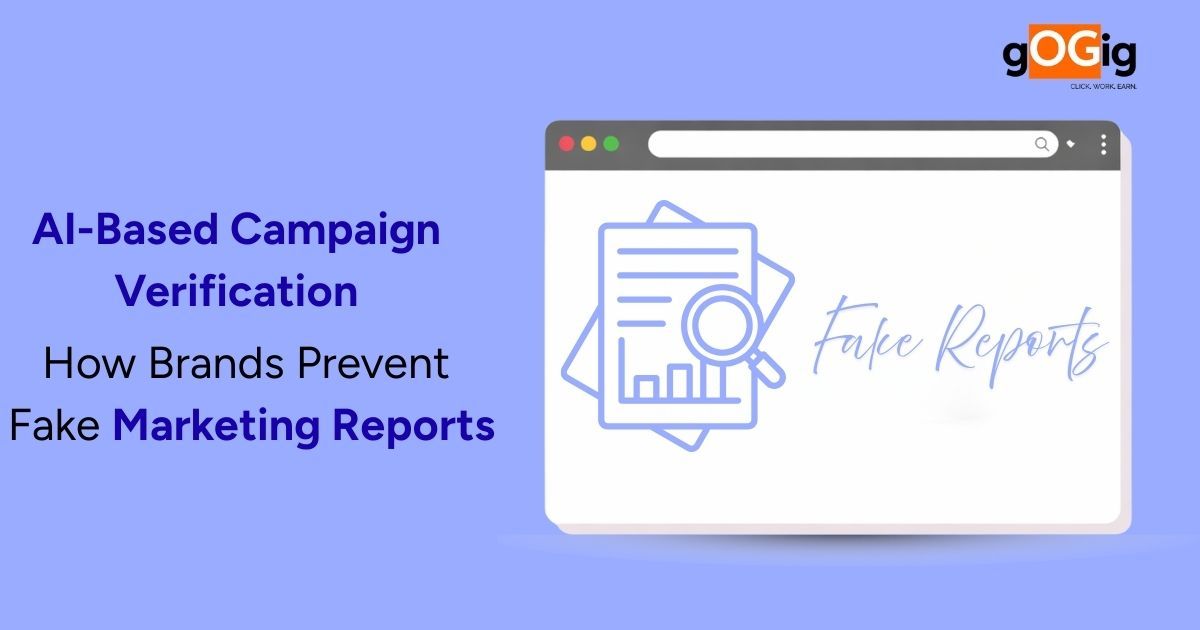 Illustration of AI-based campaign verification showing how brands prevent fake marketing reports using automated tools