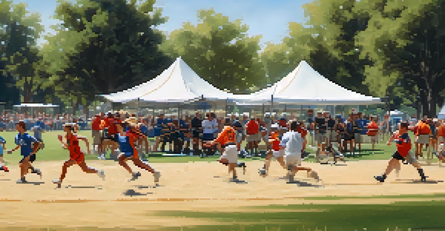 Athletes competing in a sports tournament at Stagecoach Community Park, with spectators and trees in the background.