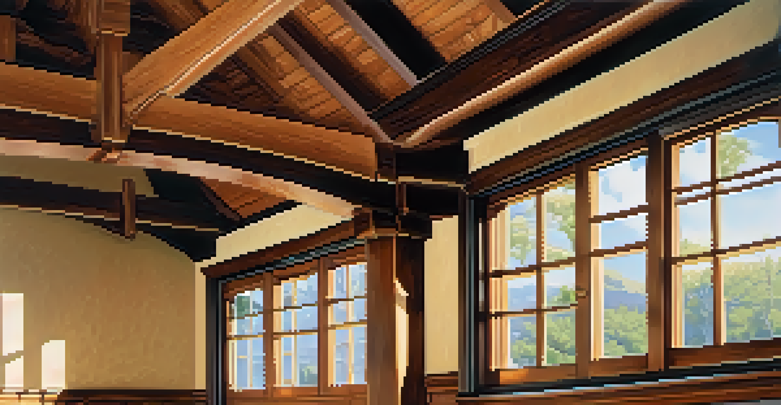 Close-up of the architectural details of a Craftsman home, showcasing wood and tile work.