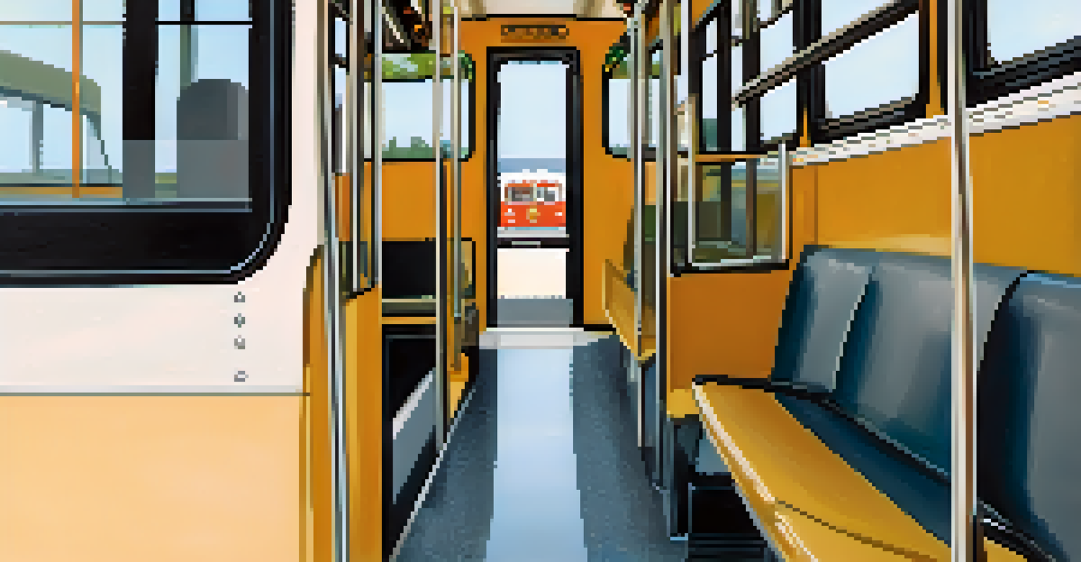 Interior of a Carlsbad bus featuring accessible seating and a ramp, with diverse passengers enjoying their ride.