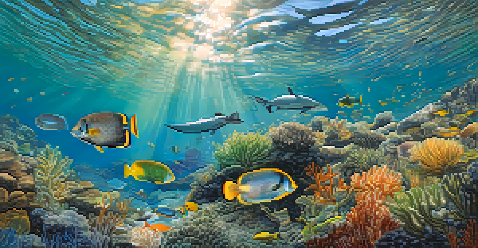 A close-up underwater scene in Carlsbad, showcasing colorful marine life and kelp in nutrient-rich waters.