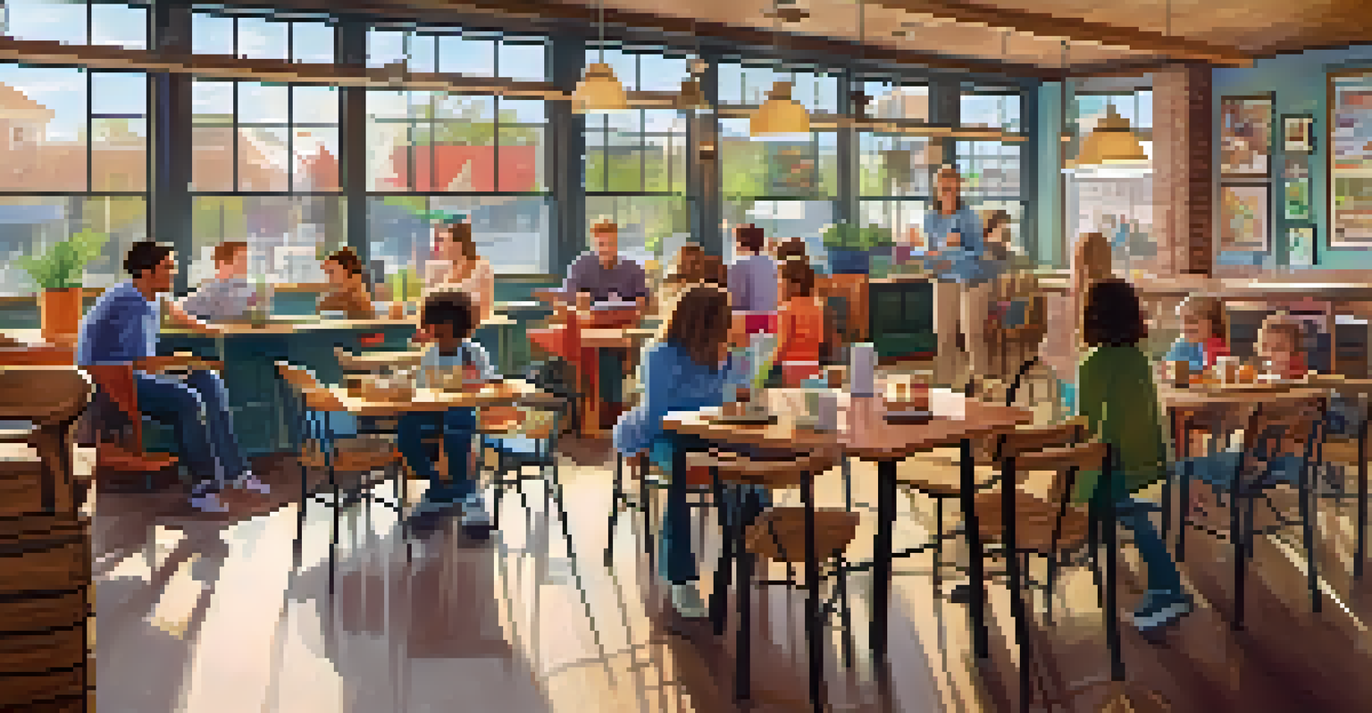 Interior of a family-friendly coffee shop with parents and children enjoying drinks and snacks in a spacious setting.
