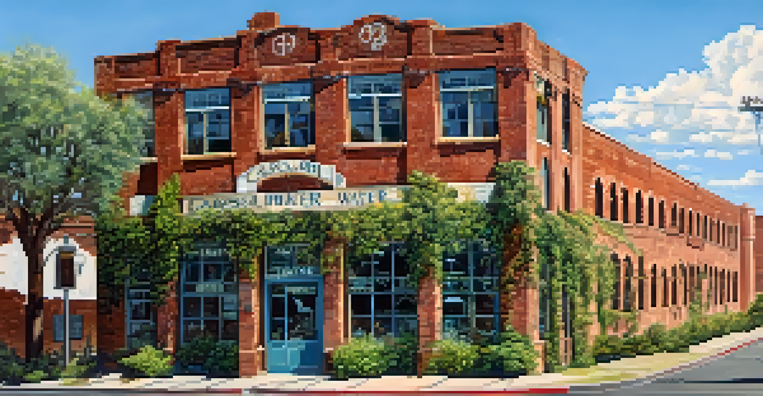The Old Carlsbad Mineral Water Bottling Plant surrounded by greenery, showcasing its historical significance.