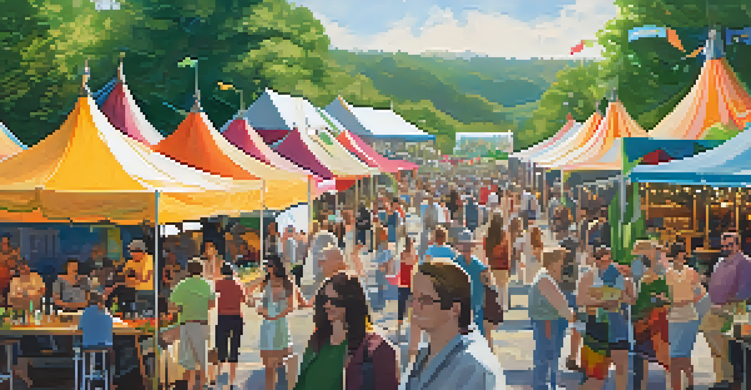A lively outdoor craft spirits festival with stalls, people enjoying tastings, and a festive atmosphere.
