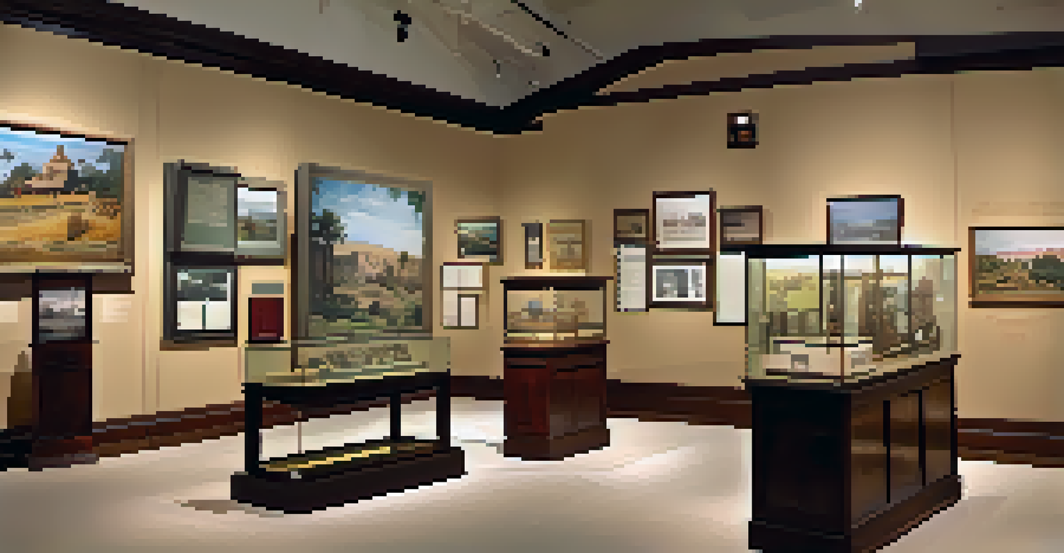 Inside a Carlsbad historical museum showcasing local history exhibits with visitors exploring artifacts and educational displays.