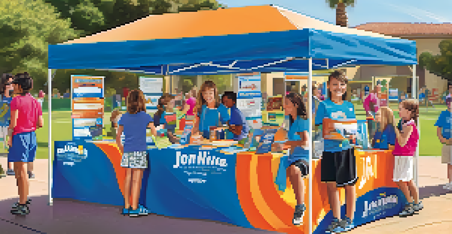 Volunteers at a registration booth assisting parents for youth sports programs.