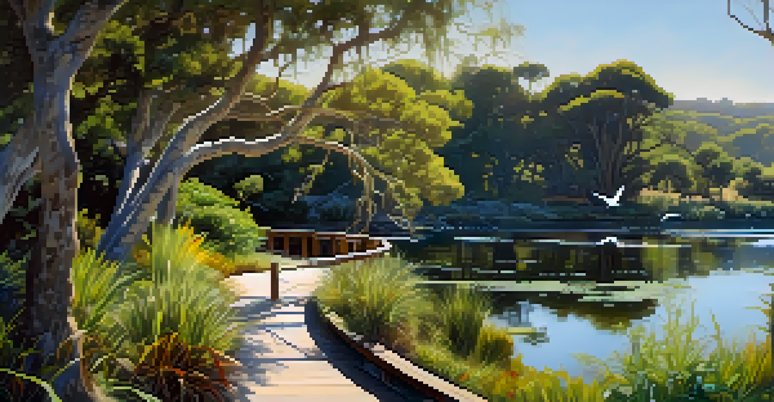 A scenic view of Batiquitos Lagoon with lush greenery and birds, showcasing the tranquil beauty of the area.