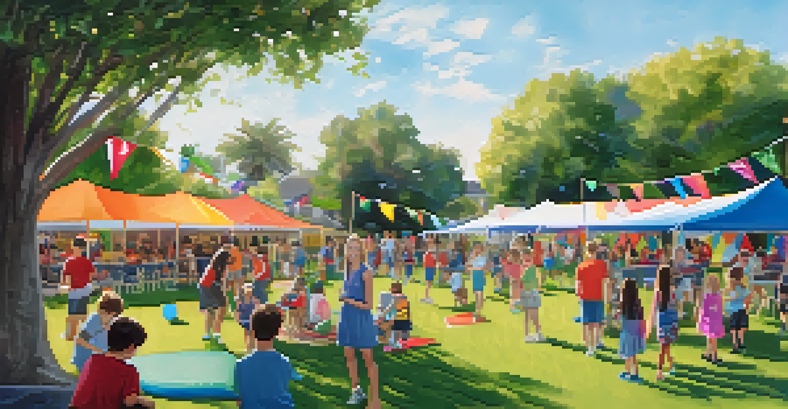 A community event at a private school with families enjoying activities in a vibrant outdoor setting.