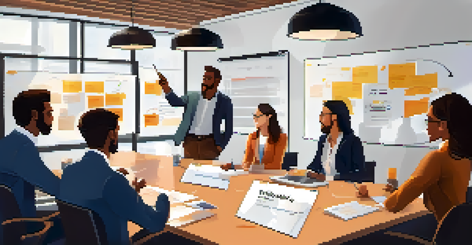 A mentorship session in a conference room, with a mentor guiding a group of startup entrepreneurs amidst a cozy and professional setting.