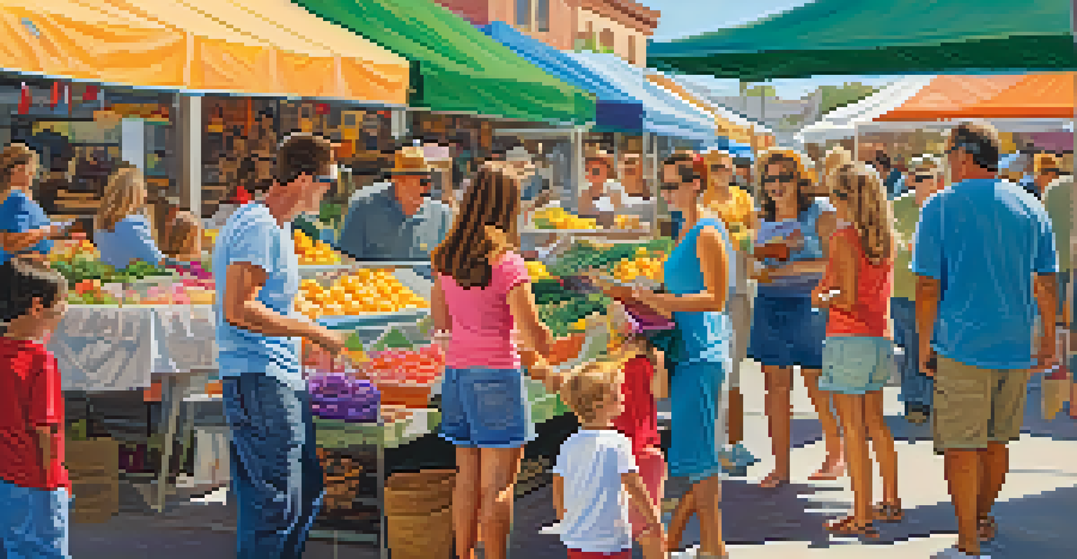 A happy family at an outdoor market in Carlsbad, with children getting faces painted and parents shopping.